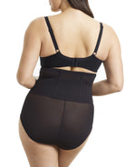 a woman wearing black high waisted tummy control waist cincher waist trainer underwear shapewear