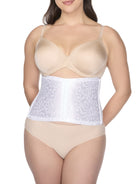 a woman wearing a white waist cincher waist trainer shapewear