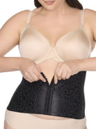 a woman wearing a black waist cincher waist trainer shapewear