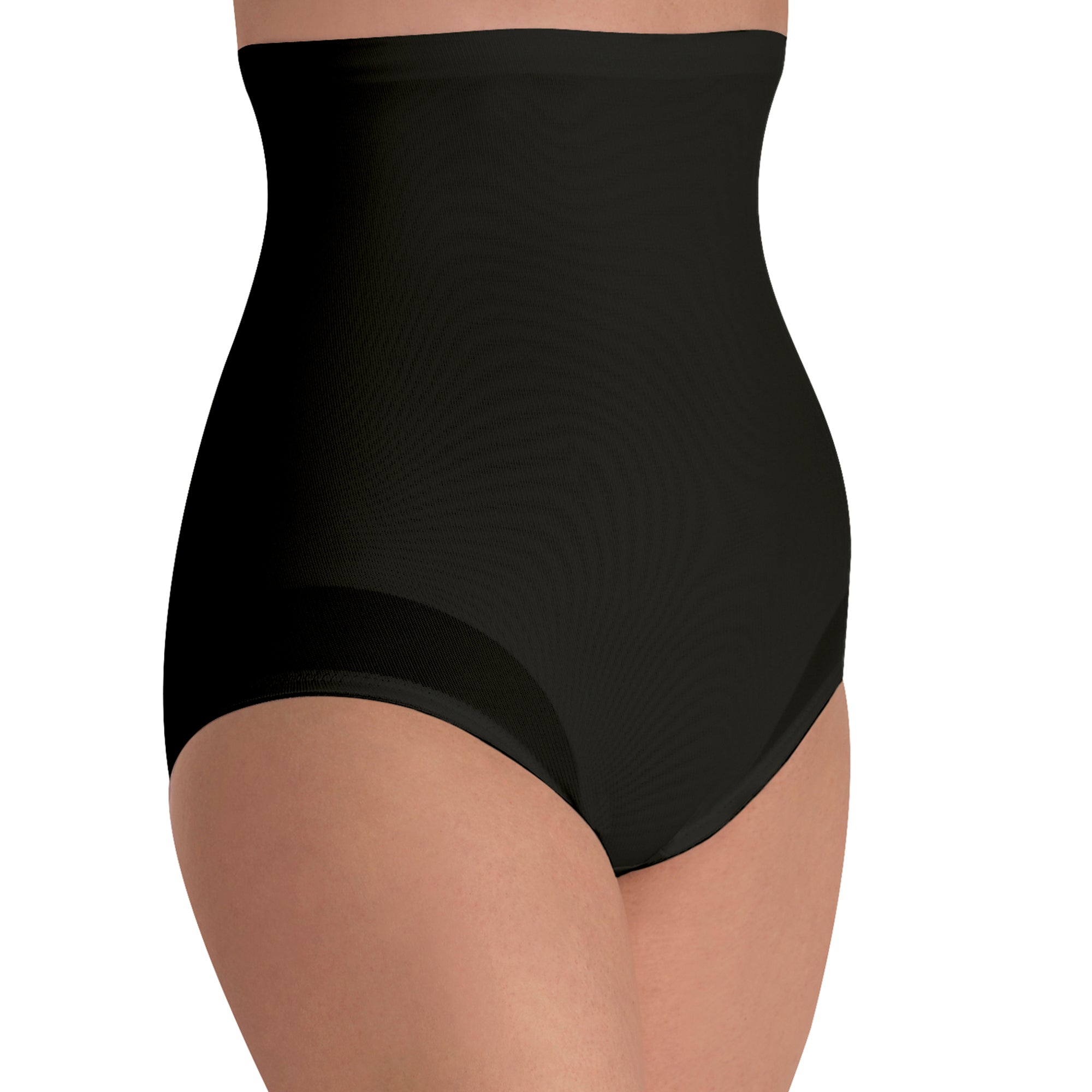 Black high-waisted shapewear on a white background