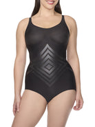 a woman wearing a black tummy control body shaper shapewear