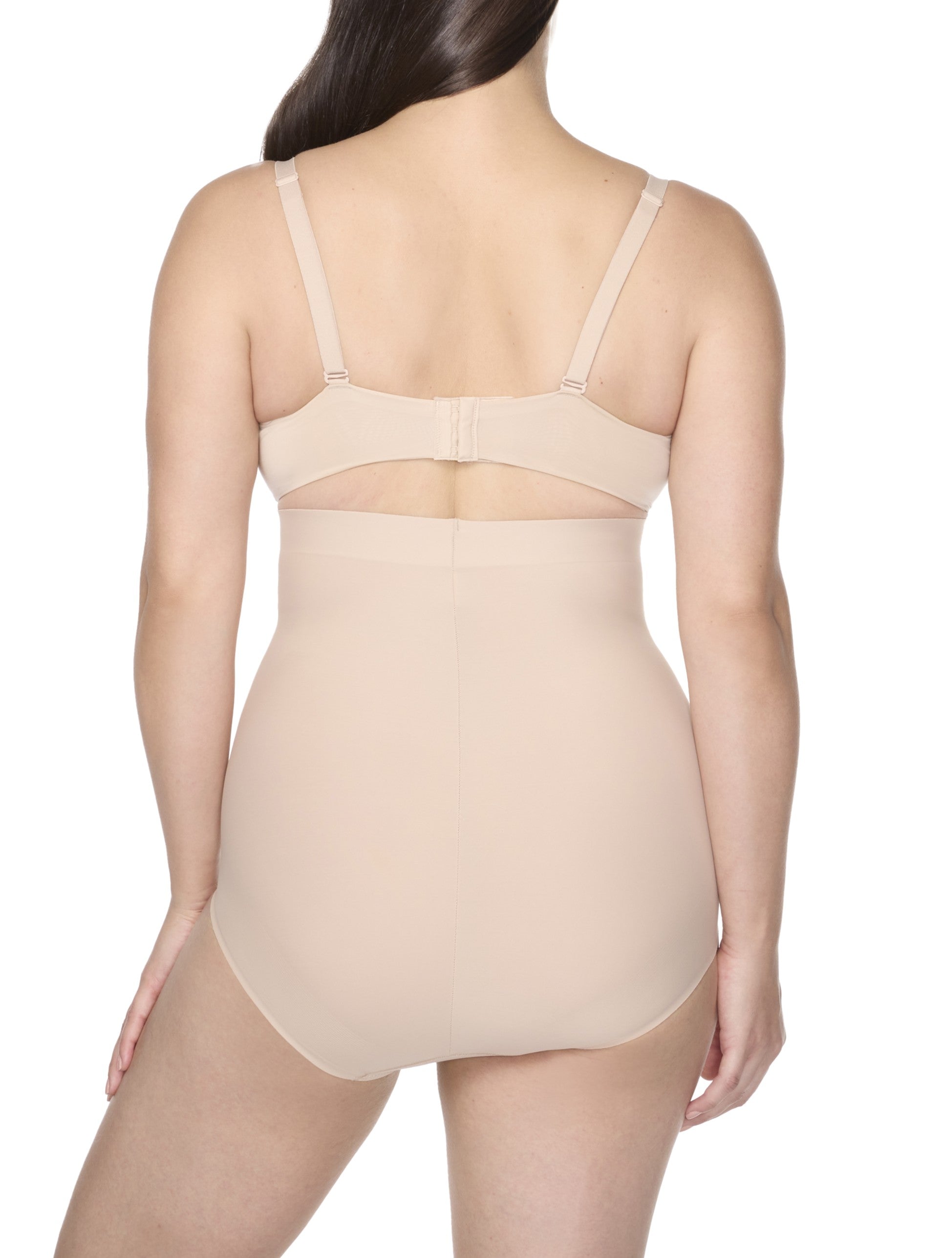 a woman wearing nude high waisted tummy control underwear