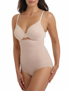 a woman wearing nude high waisted tummy control underwear