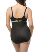 Black shaping brief worn by a model on a white background