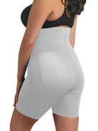 a woman wearing a white plus size tummy control shapewear short body shaper