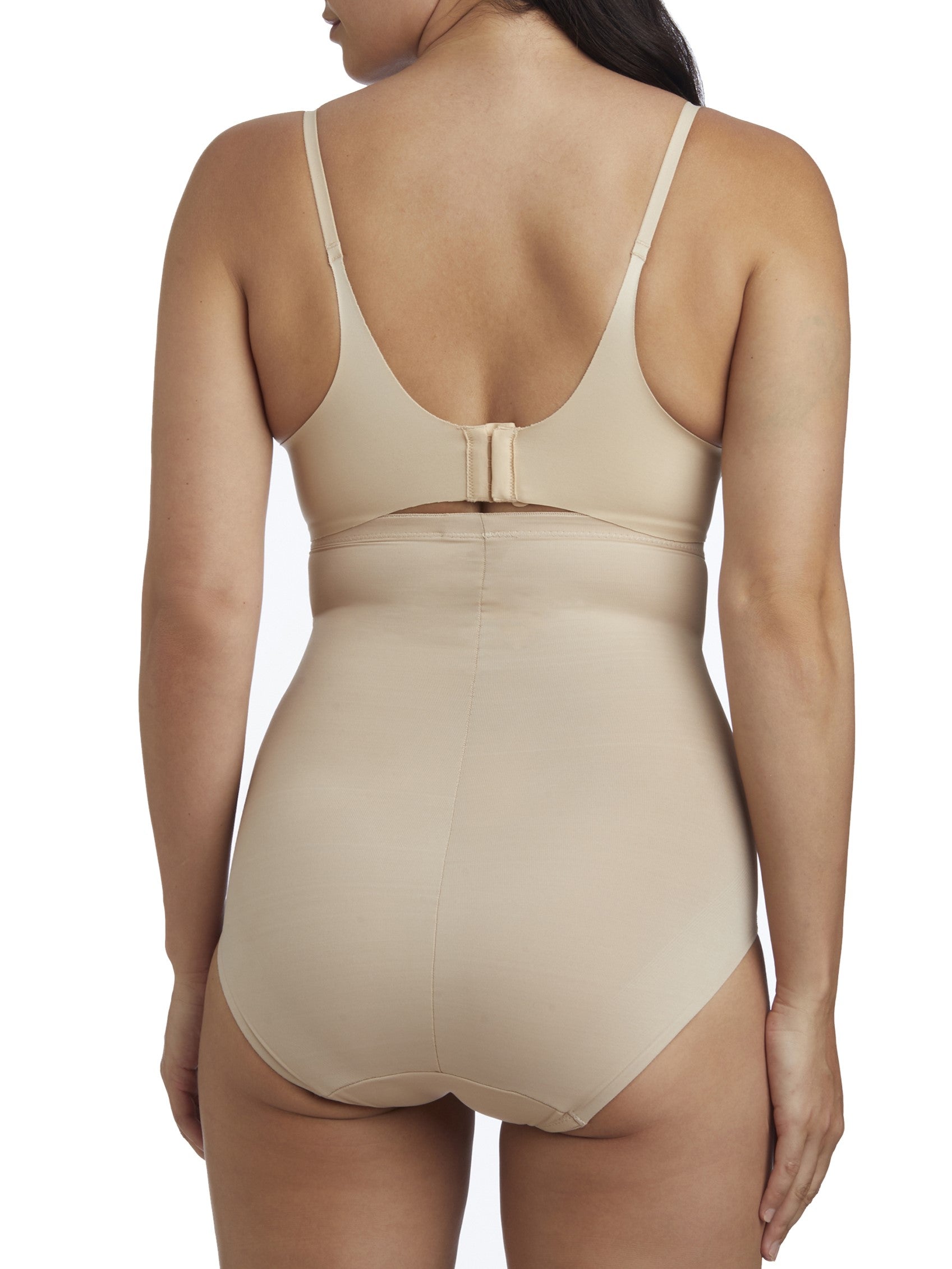 a woman wearing nude high waisted tummy control underwear