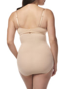 a woman wearing a beige high waisted tummy tucker cupid shapewear brief