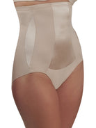 a woman wearing a beige high-waist shaping brief