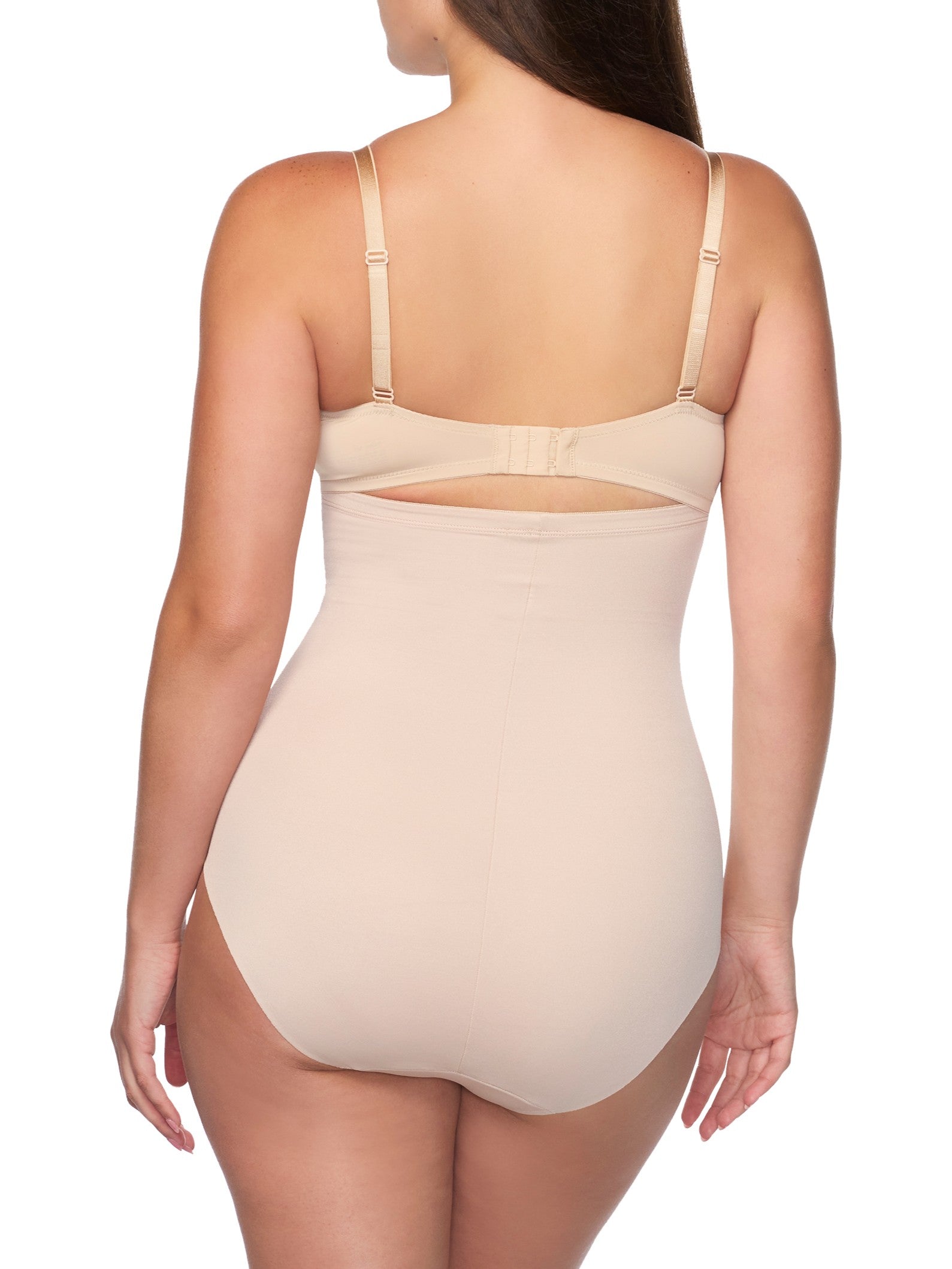 a woman wearing nude high waisted tummy control underwear