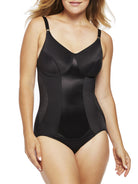 a woman wearing a black tummy control shapewear bodysuit