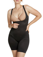 a woman wearing a black open bust tummy control body shaper shapewear