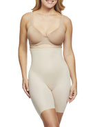 a woman wearing nude high waisted tummy control shapewear shorts