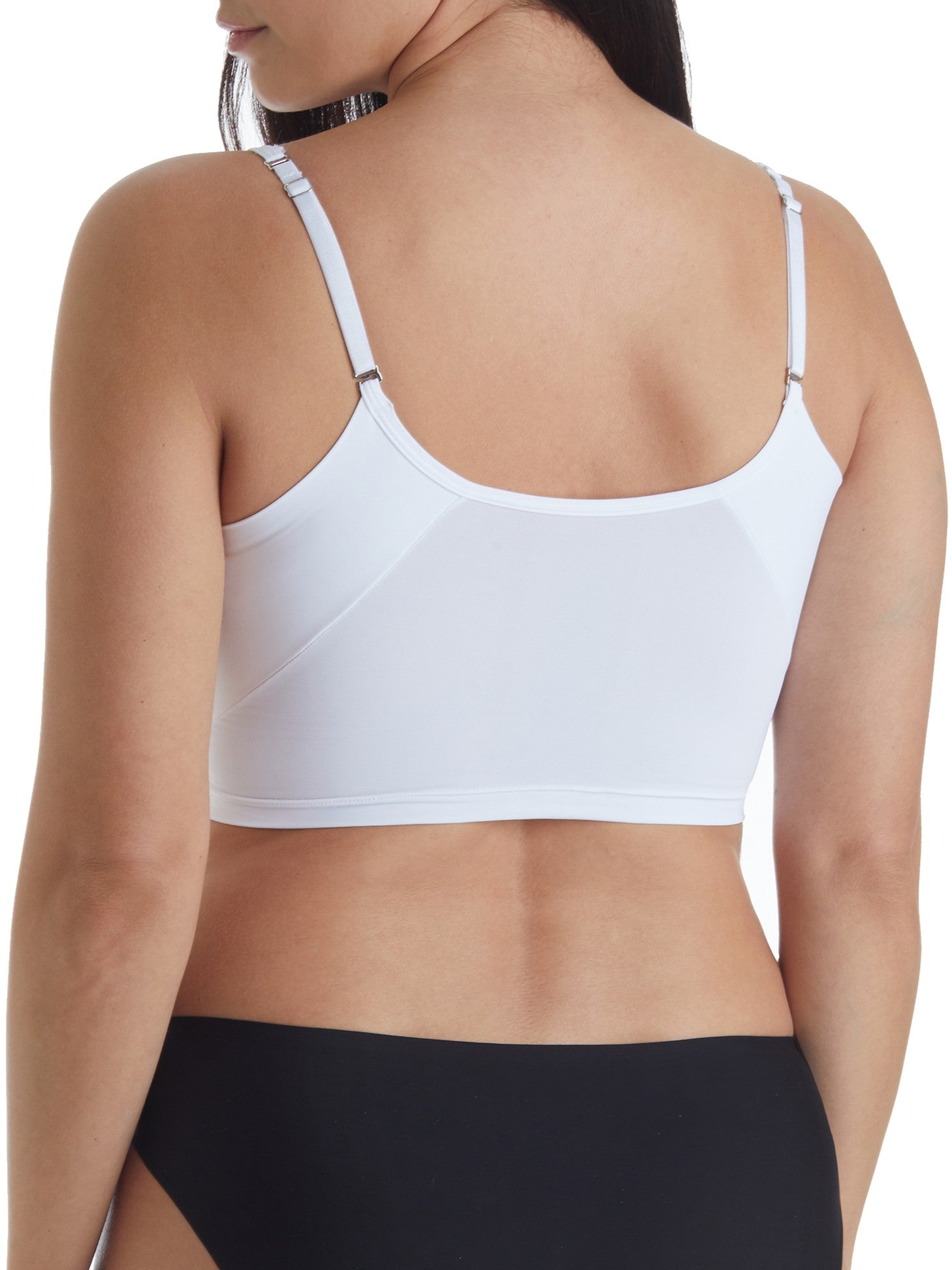 a woman wearing a white wireless bra