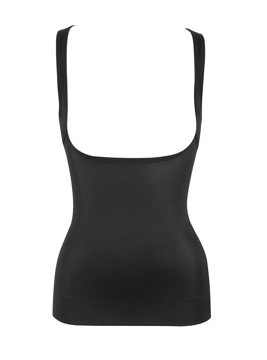 a black open bust tummy control shaping camisole