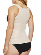 a woman wearing a nude open bust tummy control shaping camisole