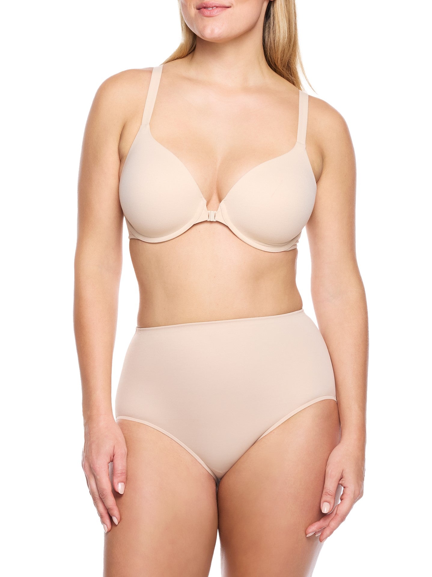 a woman wearing nude tummy control underwear