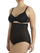 a woman wearing black plus size tummy control underwear shapewear