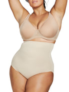 a woman wearing nude plus size tummy control underwear shapewear