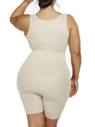 a woman wearing a nude plus size open bust body shaper shapewear