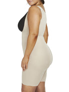 a woman wearing a nude plus size open bust body shaper shapewear