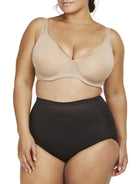 a woman wearing black plus size tummy control underwear shapewear