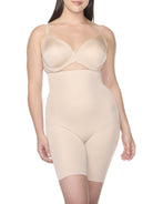 a woman wearing nude high waisted tummy control shapewear shorts