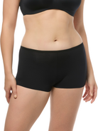 a woman wearing a black boyshort panty underwear