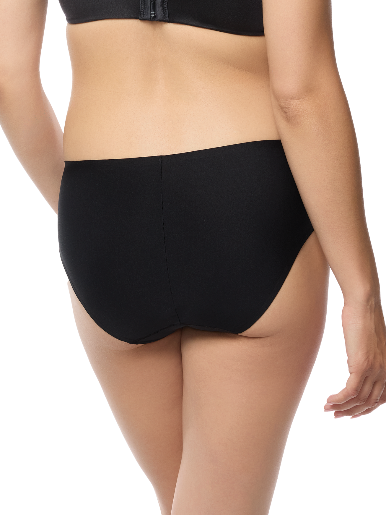 a woman wearing a black hipster panty women's underwear