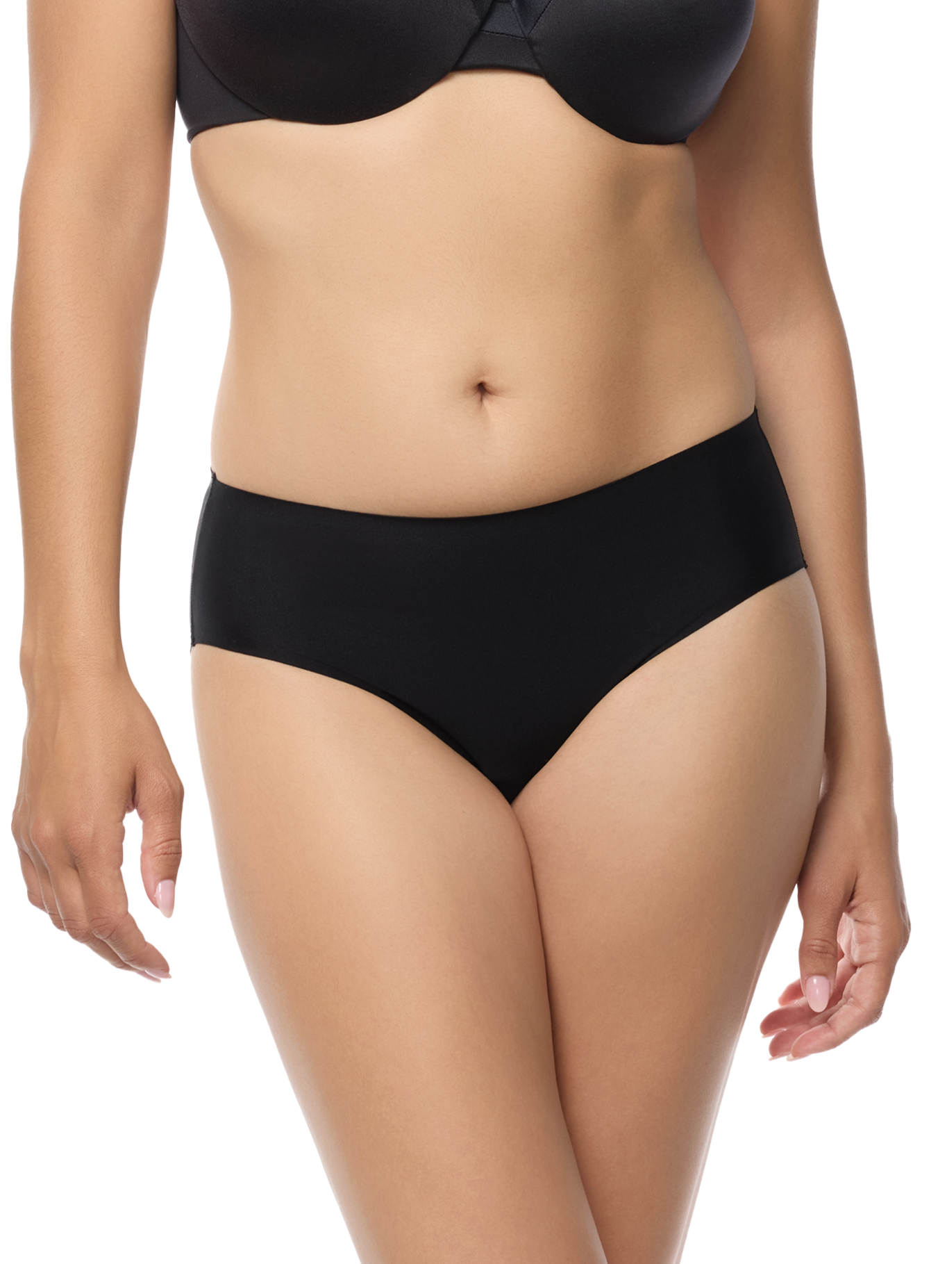 a woman wearing a black hipster panty women's underwear