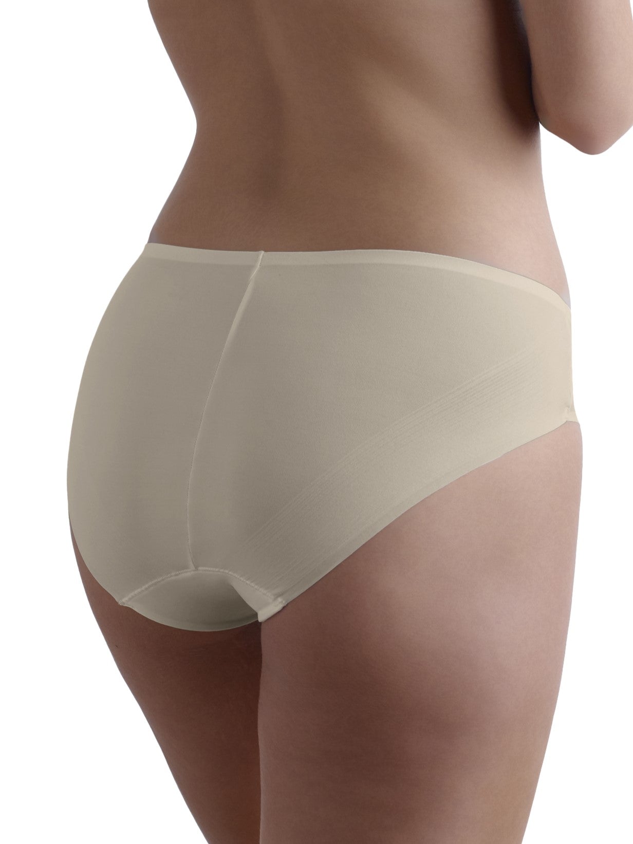 a woman wearing a beige hipster panty