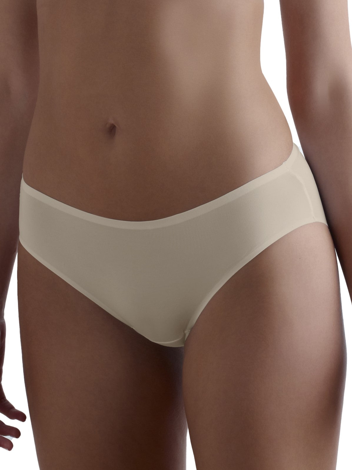 a woman wearing a beige hipster panty