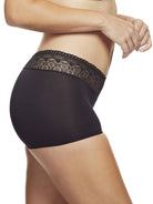 a woman wearing a black boyshort panty