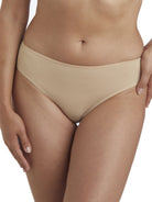 a woman wearing a nude hipster panty