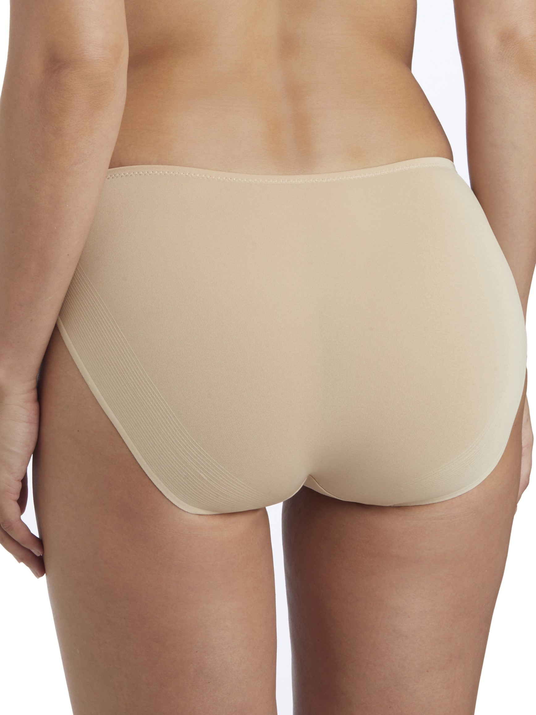 a woman wearing a beige hipster panty