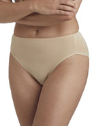 a woman wearing a nude high cut brief panty