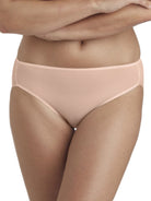 a woman wearing a pink high-cut brief panty