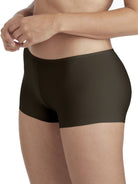 a woman wearing a black boyshort panty