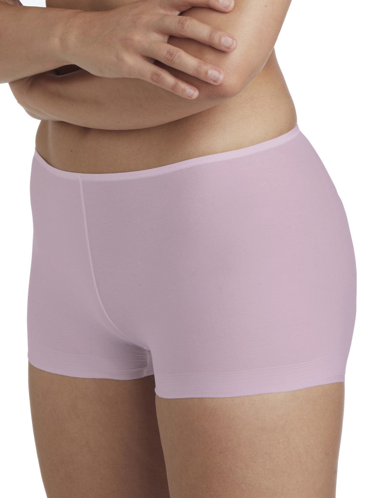 a woman wearing a purple boyshort panty