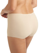 a woman wearing a nude boyshort panty