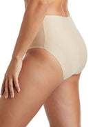 a woman wearing a beige brief panty