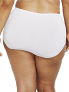 a woman wearing a black plus size high cut brief panty