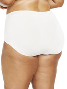 a woman wearing a white plus size brief panty