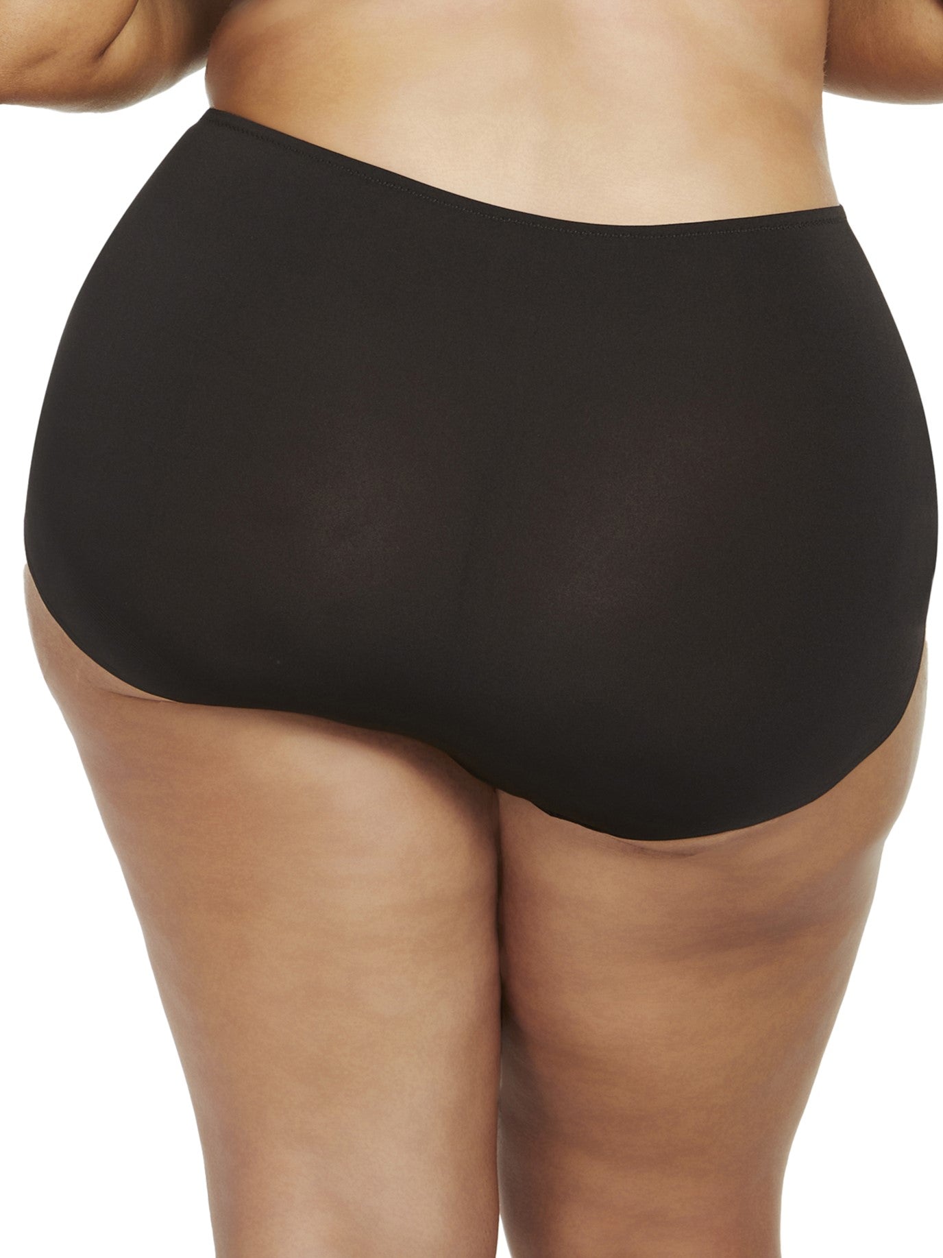 a woman wearing a black plus size brief panty