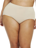 a woman wearing a nude plus size brief panty