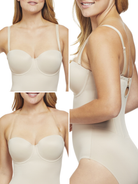 different strap options for the beige strapless shapewear full body shapewear