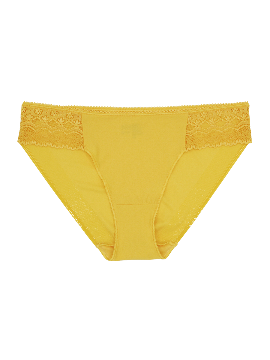 a yellow lace trim bikini panty women's underwear
