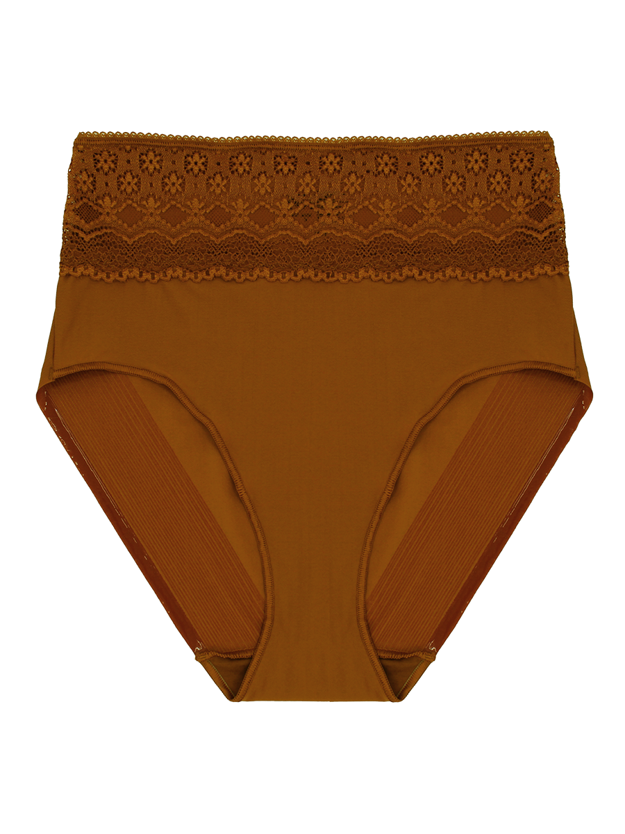 a brown lace trim brief women's underwear